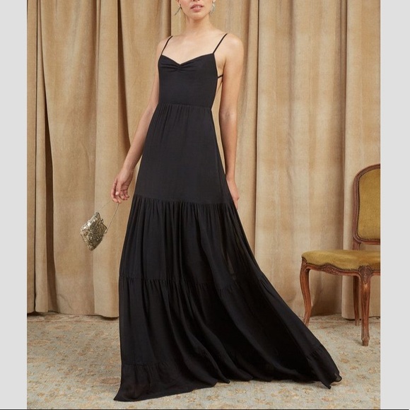 Reformation Fiji Dress in Black - Picture 1 of 5